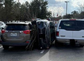 Driver wedges Subaru sideways between parked cars in parking mishap driver-wedges-subaru-sideways-between-parked-cars-in-parking-mishap